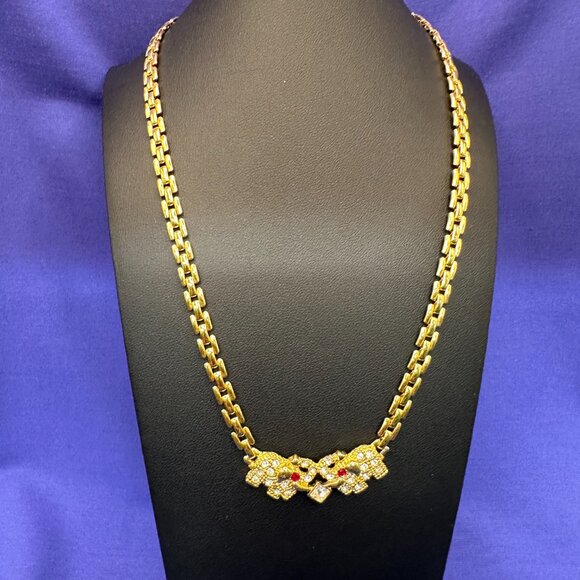 Gold-Plated Crystal Elephant Necklace - Picture 3 of 12